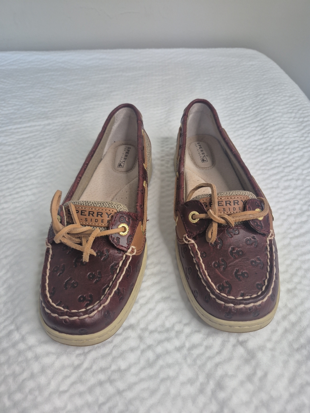 Sperry Two-Tone Brown Leather & Tan Mesh Moccasins - Women - Picture 3 of 11